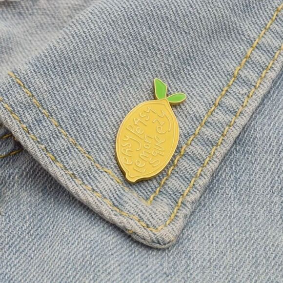 Easy Peasy lemon squeezy  enamel brooch/pin - Picture 2 of 8